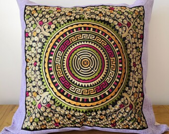 Handgemachte Batik Hmong Stickerei Kissenbezug, Boho Kissenbezug, Vintage stilvoll, Wohnkultur, chinesisches Element