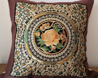 Handgemachte Batik Hmong Stickerei Kissenbezug, Boho Kissenbezug, Vintage stilvoll, Wohnkultur, chinesisches Element