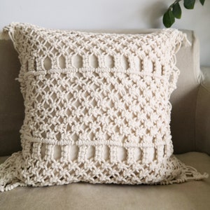 Macramé pillow cover Boho cushion cover 100% cotton wedding pillow cover boho home decor, size 18x18" and 10.6x20.8"