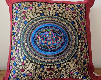 Handgemachte Batik Hmong Stickerei Kissenbezug, Boho Kissenbezug, Vintage stilvoll, Wohnkultur, chinesisches Element