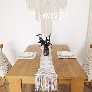 Macramé, chemin de table, Boho, chemin de table de mariage 100% coton, décoration intérieure