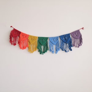 Rainbow Macrame garland banner Bunting, Home Office Decor , Macrame Wall Hanging, Wedding Decor,Christmas Decor.