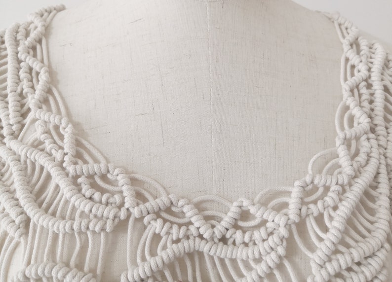 Hippie Beach wedding Boho Chic Macram\u00e9 dress- Long Fringe Sleeveless Burning Man Bridal Festival fashion