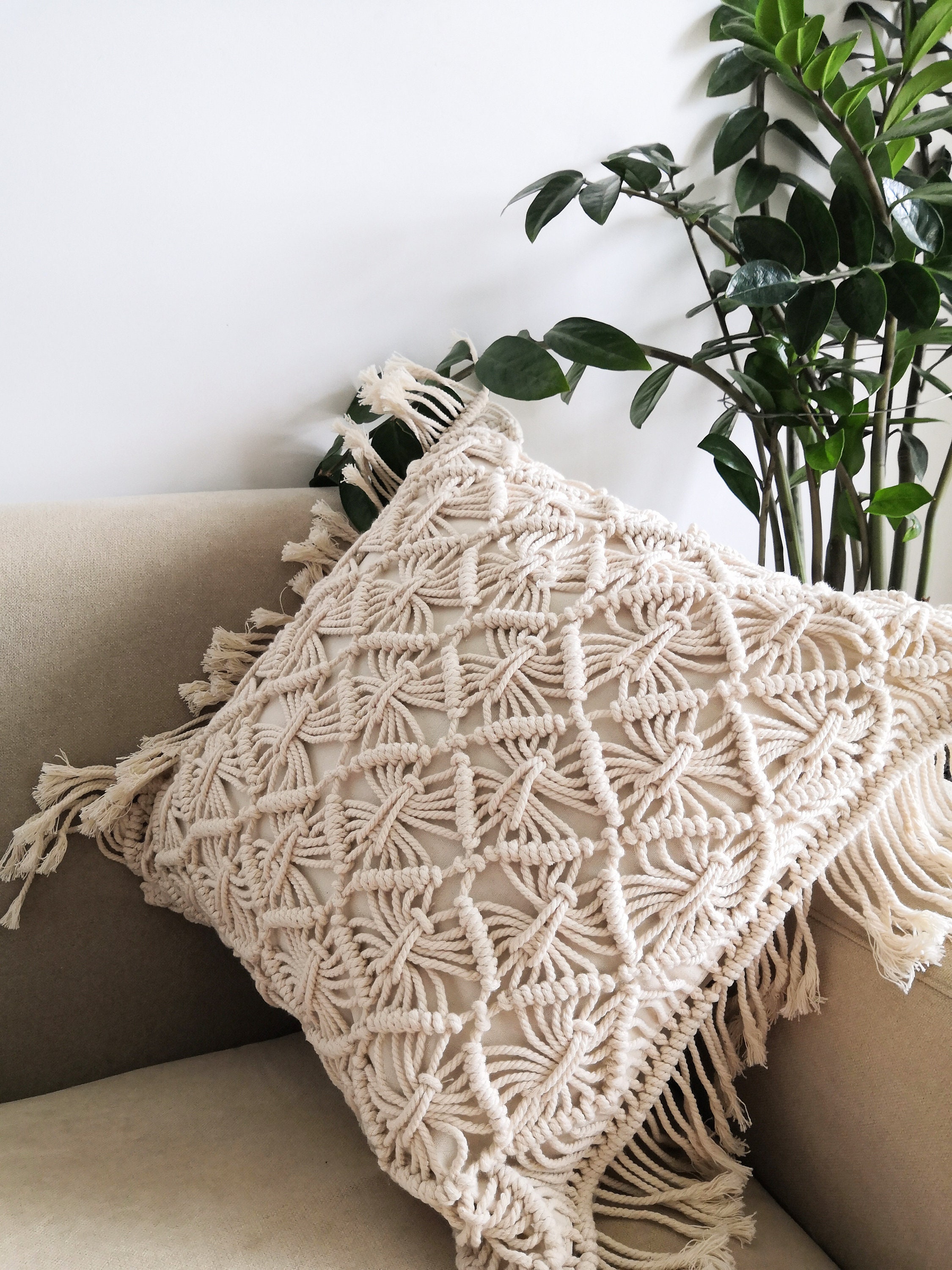 2 Pcs of Macramé Pillow Cover Boho Cushion Cover 100 Cotton Etsy