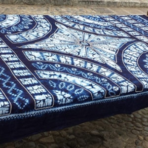 Vintage,Table Cloth, with Batik, Bandhnu ,Fabric,classical Unique, design,indigo dye