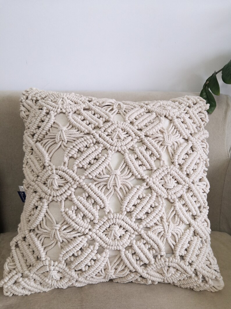 Macramé Pillow Cover Boho Cushion Cover 100 Cotton Wedding Etsy