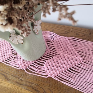 Macramé table runner, Pink Boho, 100% cotton wedding table runner,home decor，multi color