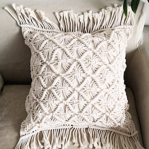 2 pcs of Macramé pillow cover Boho cushion cover 100% cotton wedding pillow cover boho home decor,18*18 inches