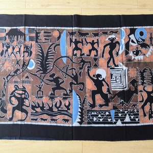 Vintage Batik ,Abstract Painting ,Tapestry, Table Matt,Tribal People,Indigo Wall Hanging,Decorative, Wall Hanging