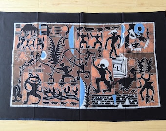 Vintage Batik ,Abstract Painting ,Tapestry, Table Matt,Tribal People,Indigo Wall Hanging,Decorative, Wall Hanging