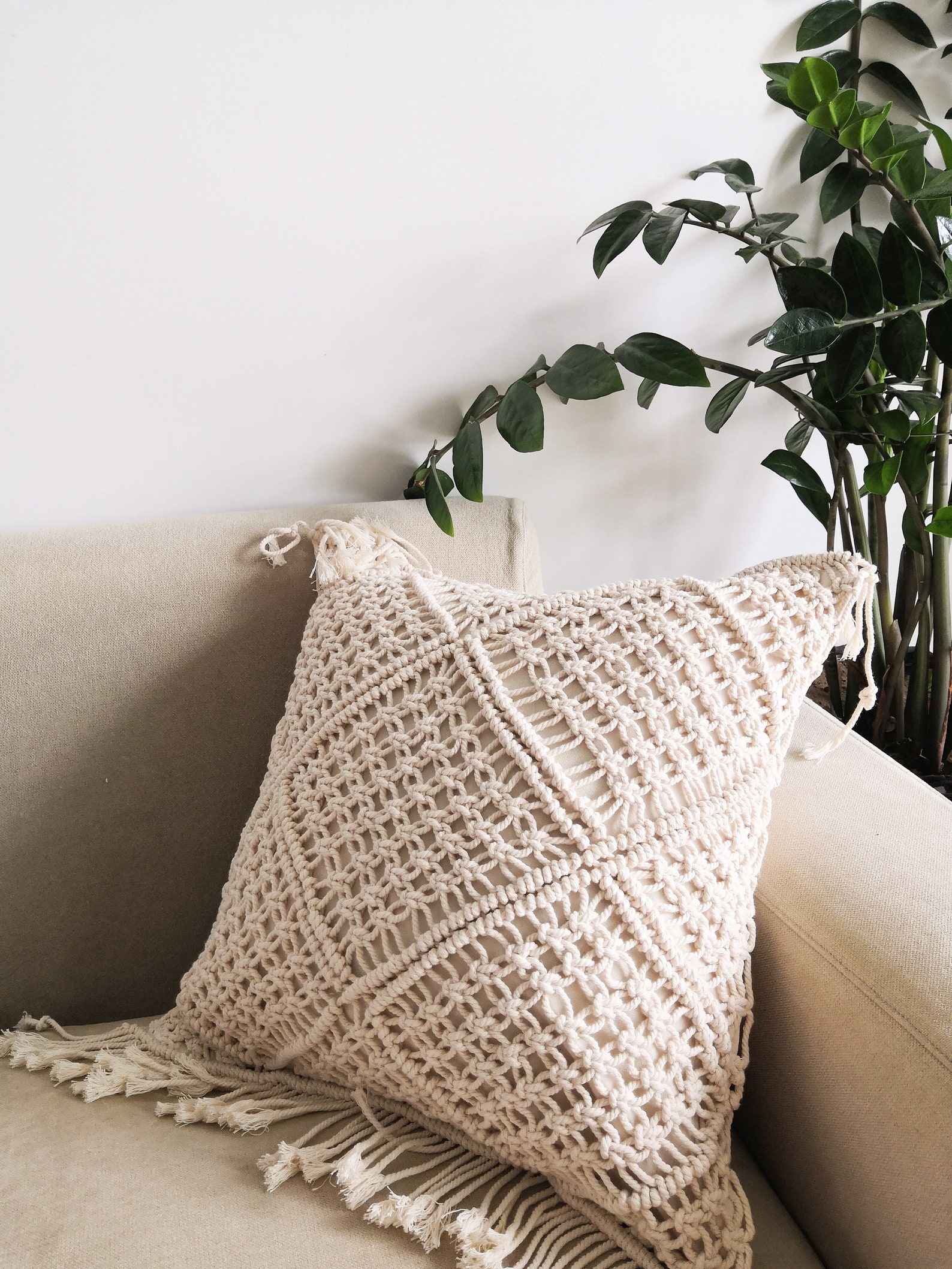 Macramé Pillow Cover Boho Cushion Cover 100 Cotton Wedding Etsy