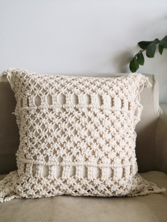 Macramé Pillow Cover Boho Cushion Cover 100% Cotton Wedding Pillow
