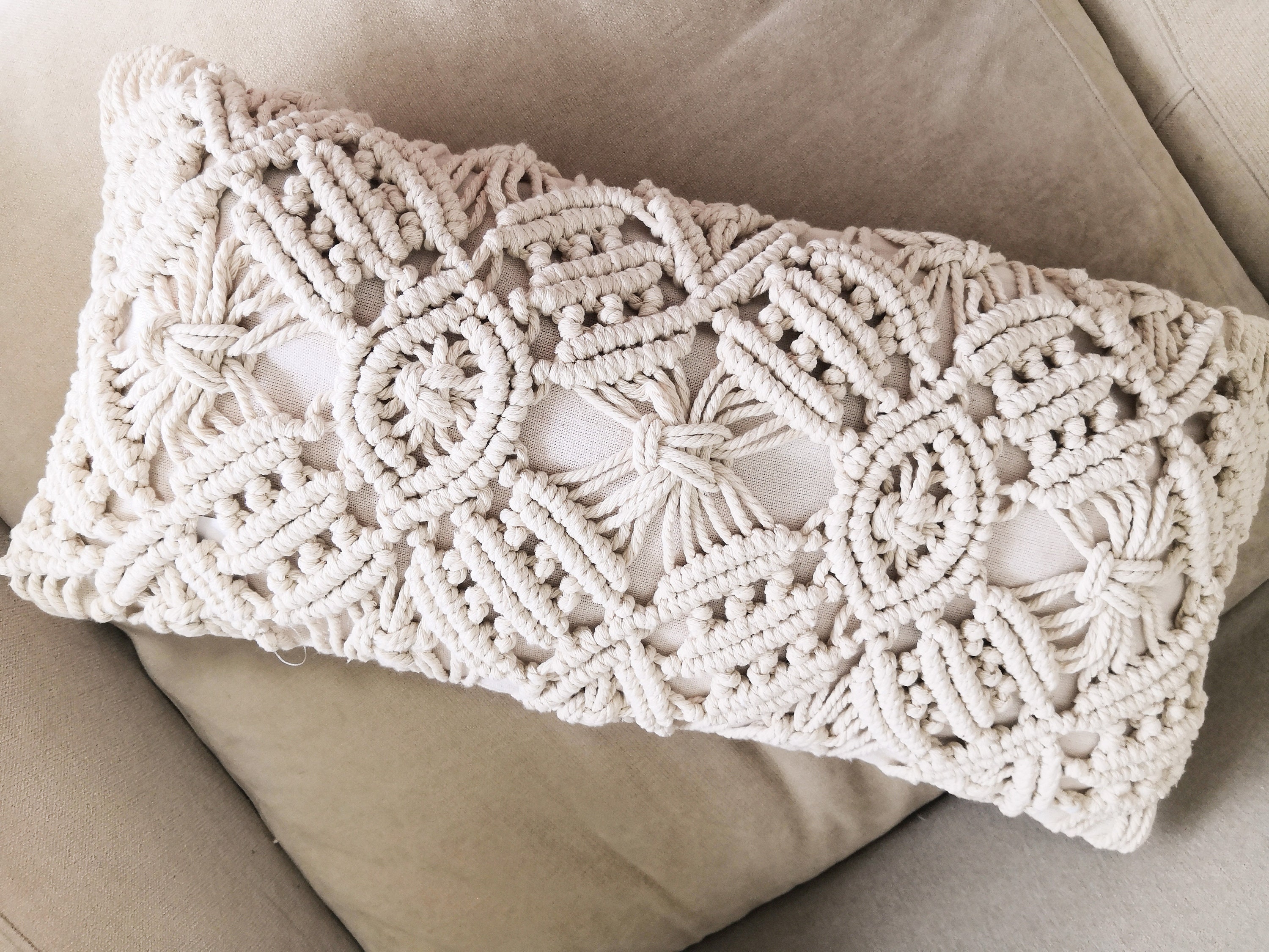Macramé Pillow Cover Boho Cushion Cover 100 Cotton Wedding Etsy