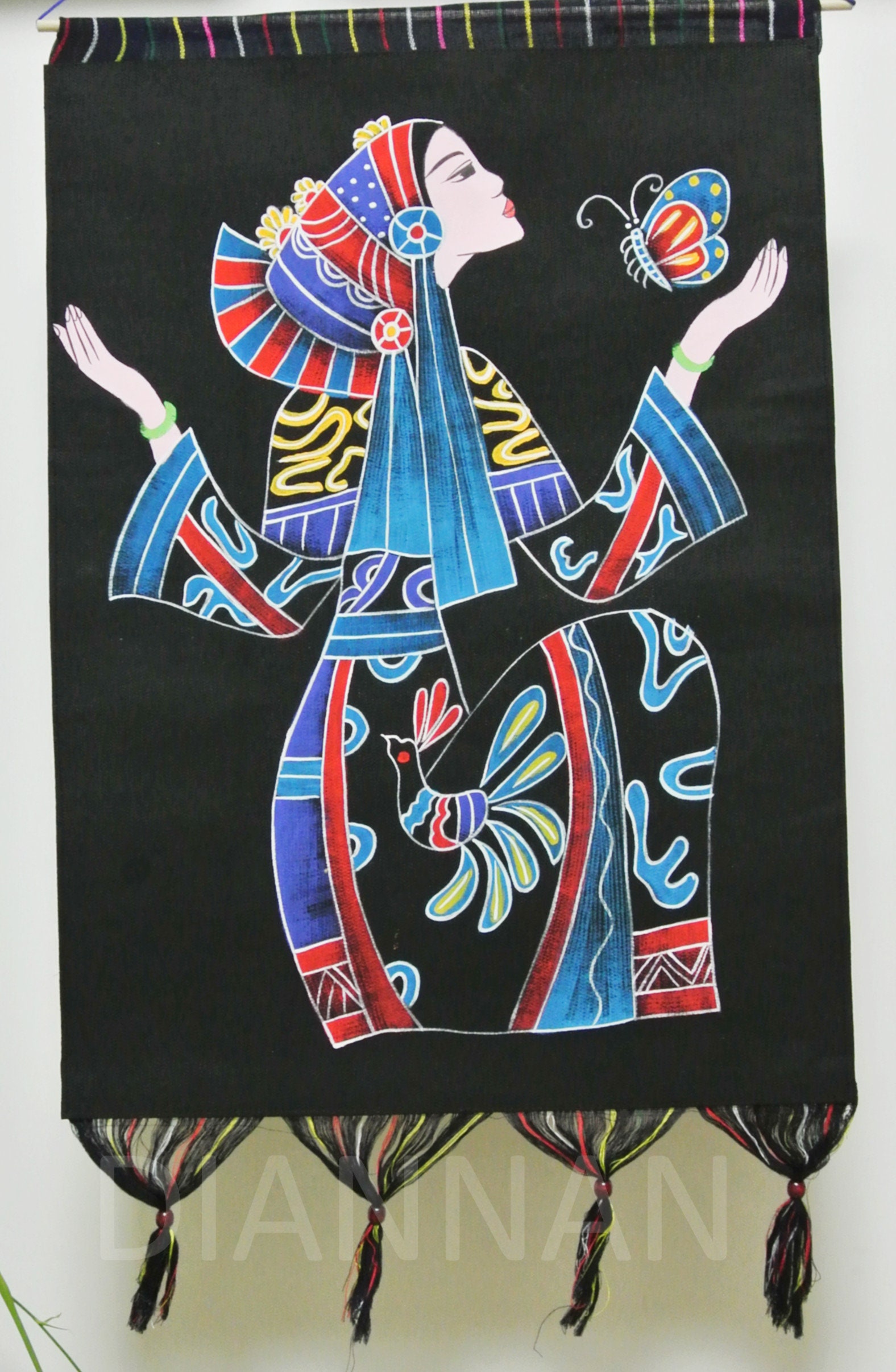 アート・写真 油絵 バティックを描く女性たち