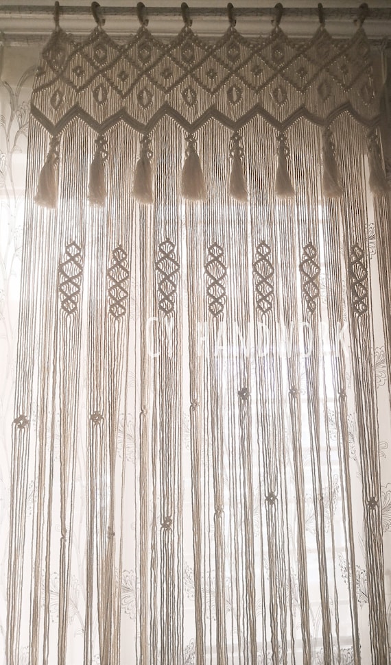 Hademade Macrame Long Crochet Mural Curtain Rusticwall 