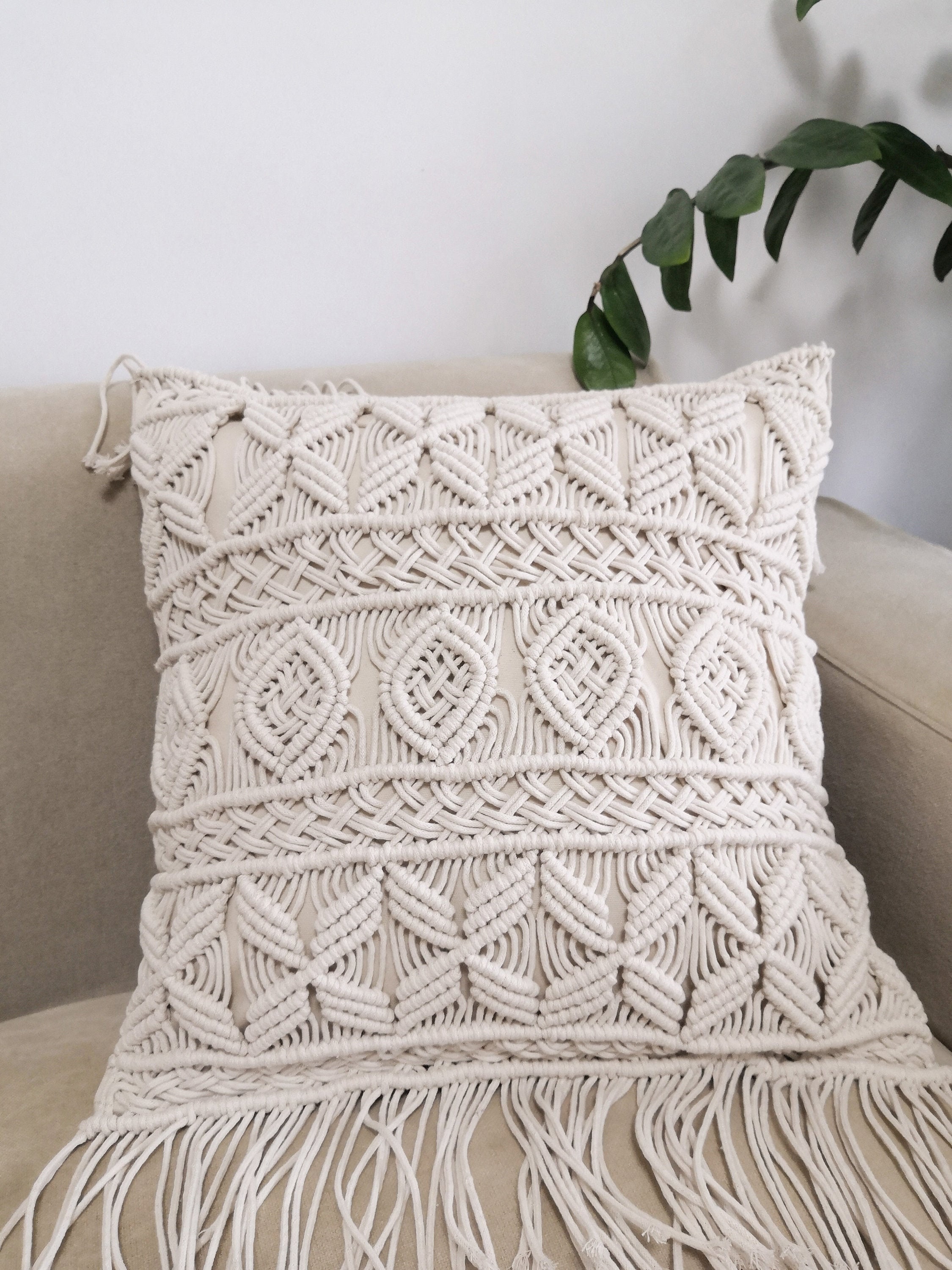Macramé pillow coverBoho cushion cover100 cottonwedding Etsy