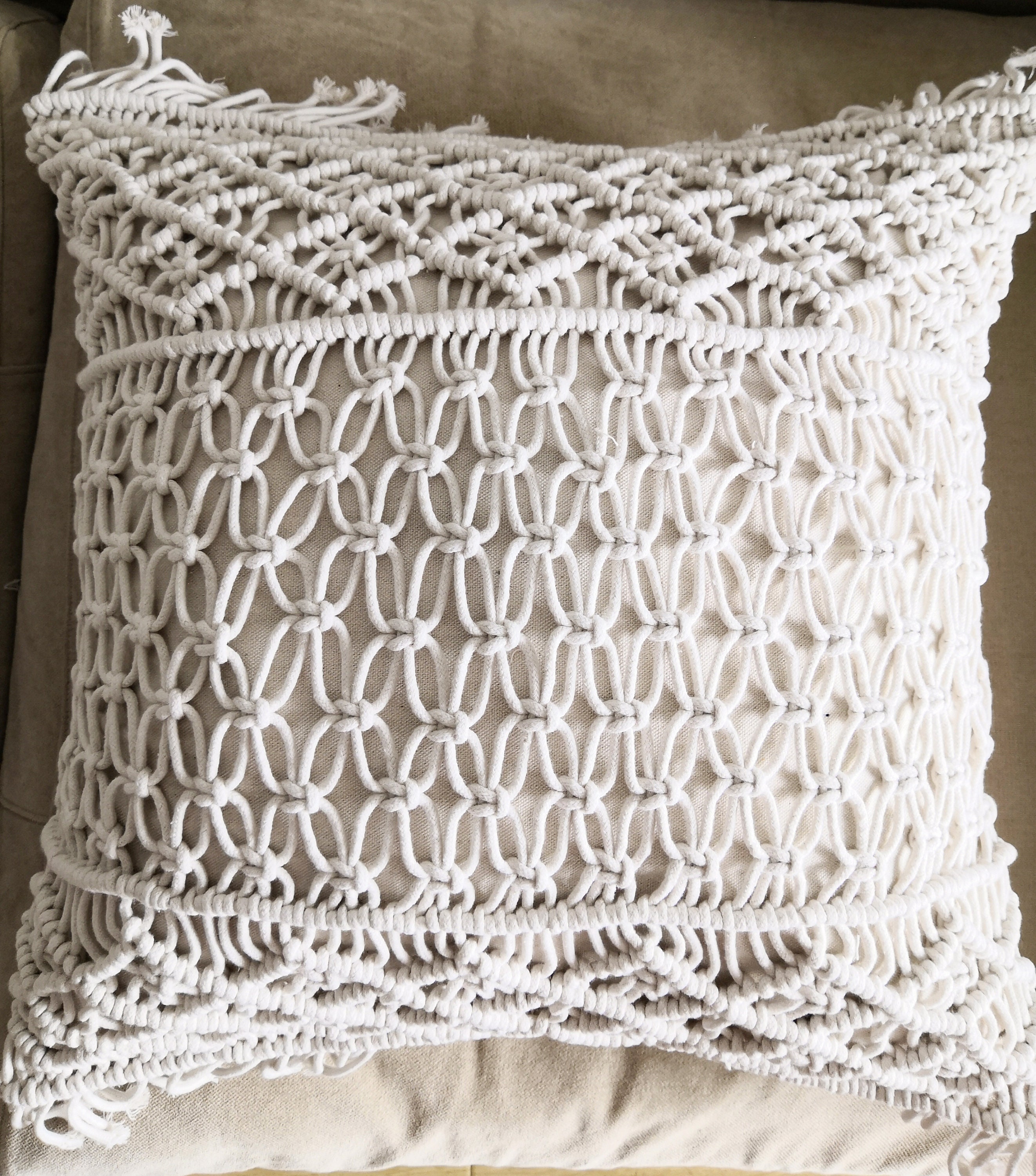Macramé pillow cover Boho cushion cover 100 cotton wedding Etsy 日本