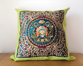 Handgemachte Batik Hmong Stickerei Kissenbezug, Boho Kissenbezug, Vintage stilvoll, Wohnkultur, chinesisches Element