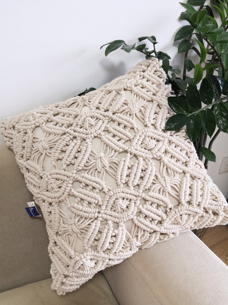 Macramé Pillow Cover Boho Cushion Cover 100 Cotton Wedding Etsy