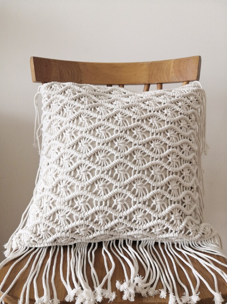Macramé Pillow Cover Boho Cushion Cover 100 Cotton Wedding Etsy