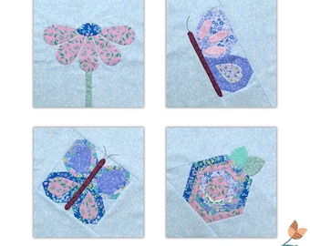 Flowers and Butterflies Quilt Blocks - PDF Patterns - Fluttering Florals