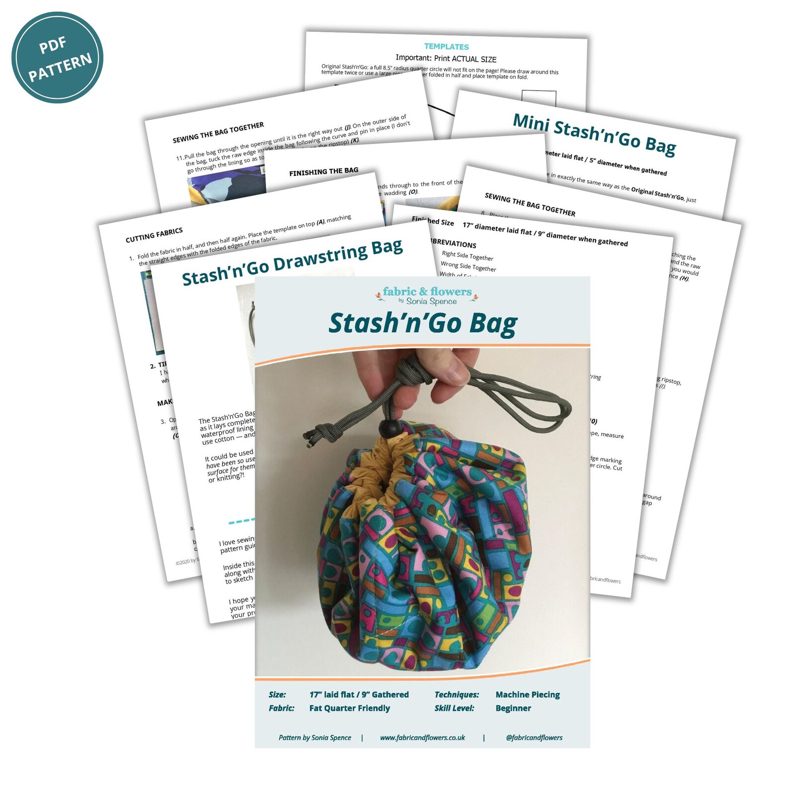 Circle Drawstring Bag PDF Pattern Makeup Bag Travel Pouch Etsy