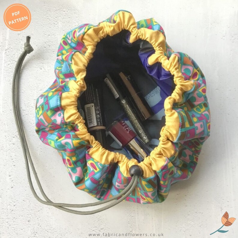 Circle Drawstring Bag PDF Pattern Makeup Bag Travel Pouch Etsy