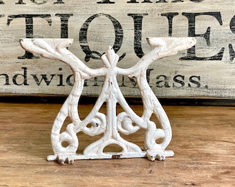 Antique Victorian Chippy White Cast Iron Boot Scraper Primitive Farmhouse