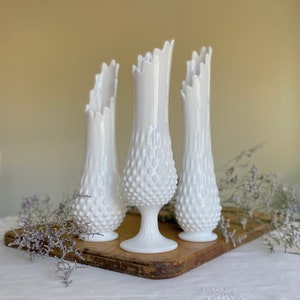 Fenton Hobnail Milk Glass Swung Vase Stemmed Footed Vase Wedding Vase Centerpiece Vase Farmhouse Vase Wedding Decor CHOOSE ONE