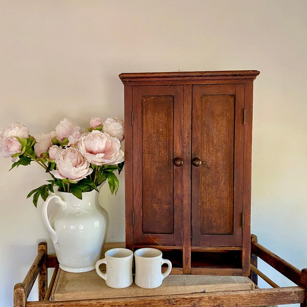 Antique Primitive Pine Spice Cabinet Apothecary Farmhouse Kitchen Storage