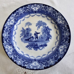 Antique Brown Westhead Moore /& Co Sylvan Blue And White Landscape Plate Transferware Staffordshire England 19th Century