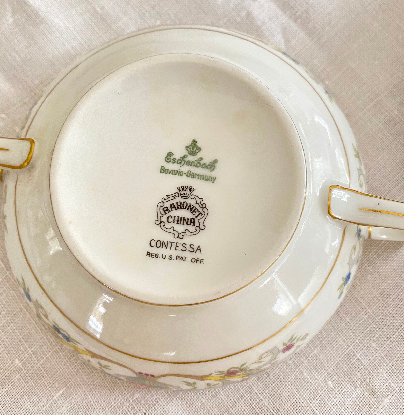 Cream Soup Cup And Saucer Eschenbach Bavaria Gold & Yellow Etsy