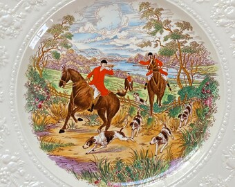 Wedgwood TALLY HO Hunt Scene Equestrian Dinner Plate Horse Hound Dog Embossed Fruit Etsy