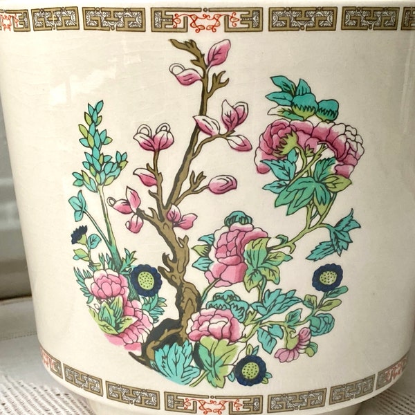 Vintage Indian Tree Planter Pot Ironstone Transferware Enoch Wedgwood China Made In England