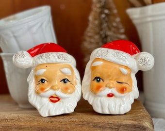 Santa & Winking Santa Claus Salt and Pepper Shakers Christmas Vintage Japan Set Of 2