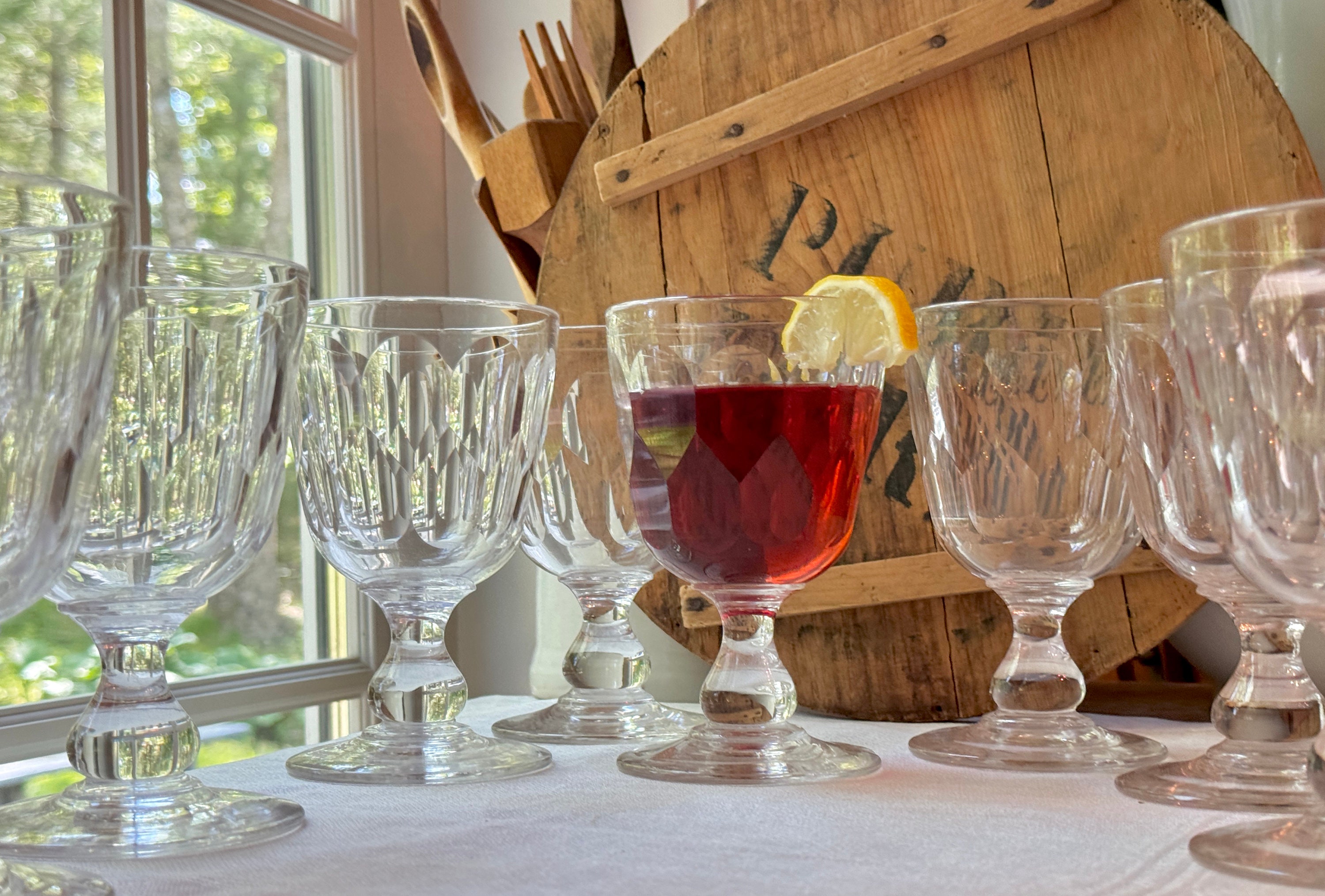 フランス アンティーク アブサングラス 2脚セット 厚手の吹き硝子