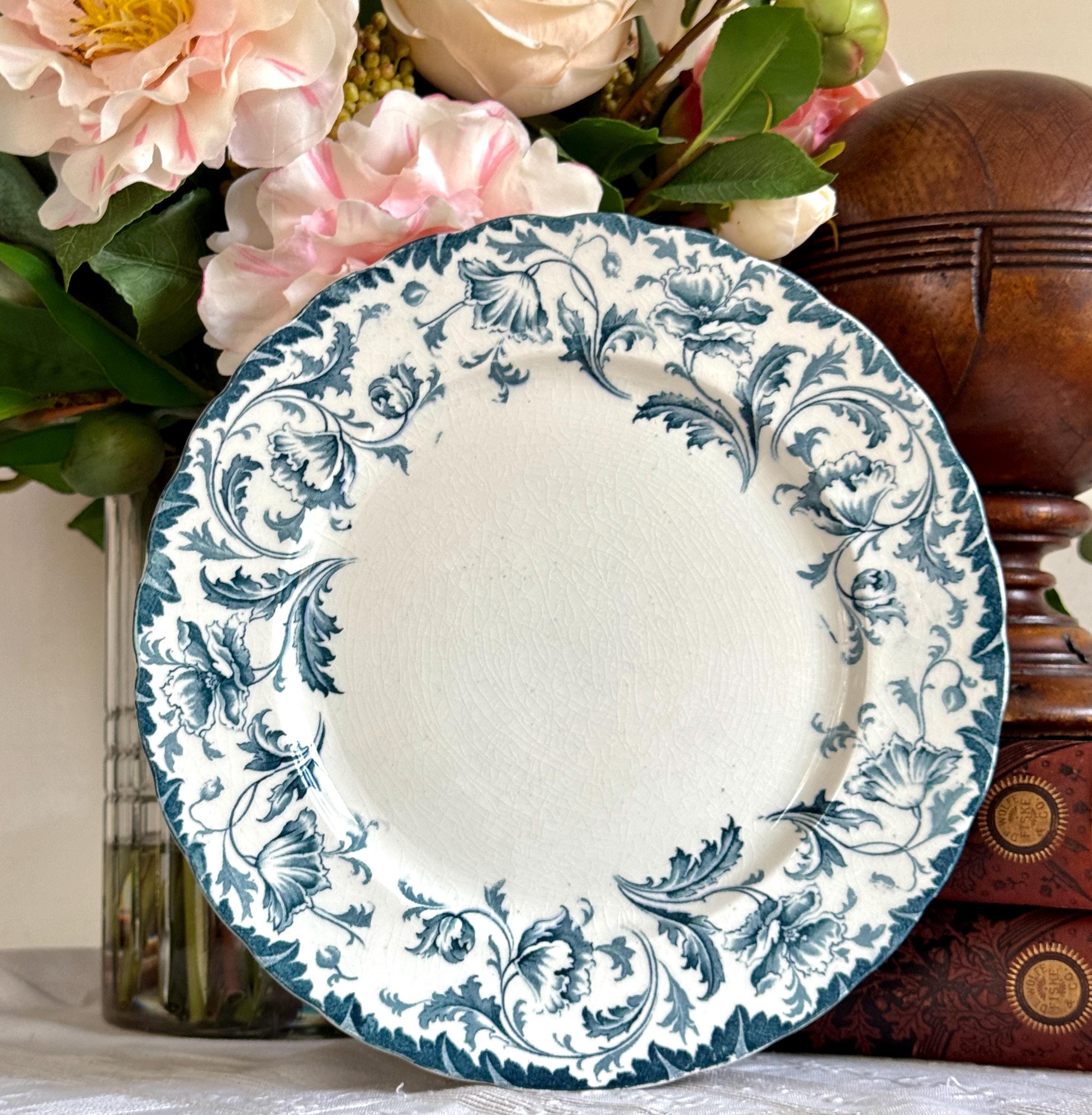 アンティーク アクア トランスファーウェア プレート：OPHIR ポピー