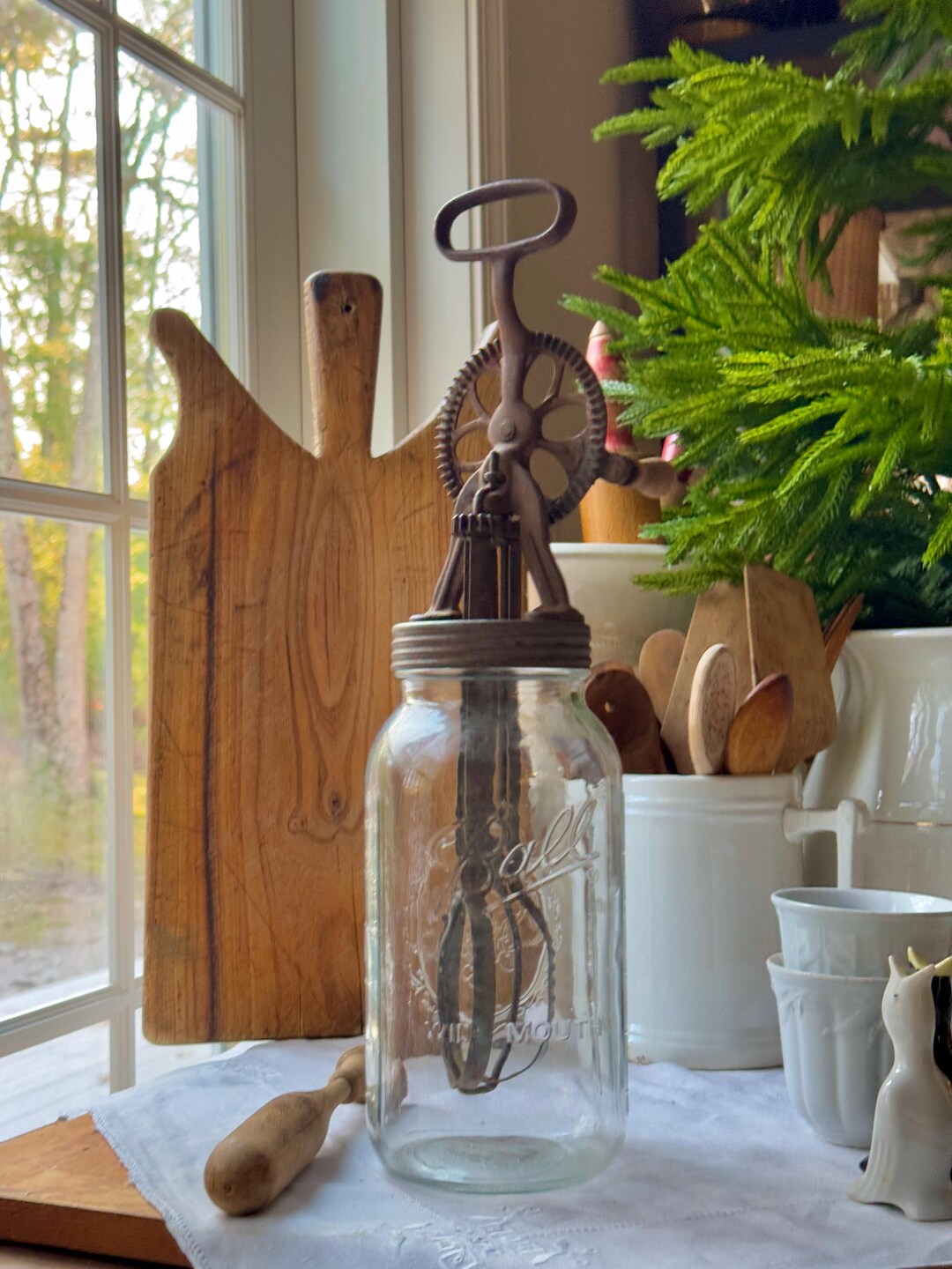 Antique HOLTS Egg Beater Mason Jar Attachment Made in USA 1899 ...