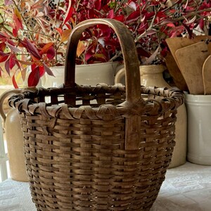 Antique 19th Century Old Woven Splint Wood Harvest Gathering Basket ...
