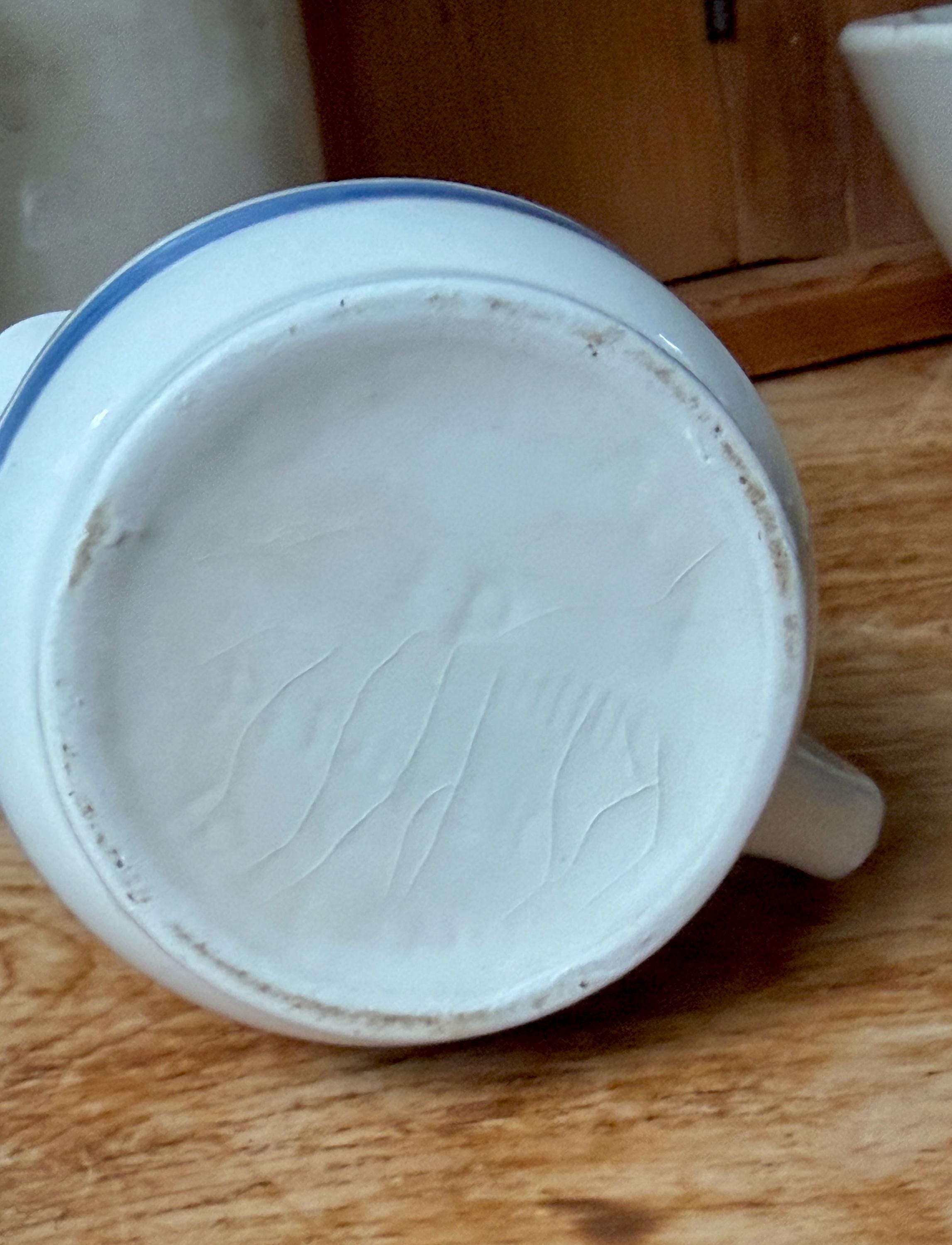Vintage English Staffordshire Chef Ware Blue & White Cabana Stripe