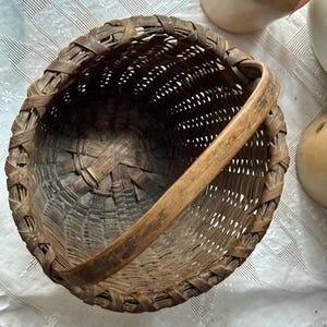 Antique 19th Century Old Woven Splint Wood Harvest Gathering Basket ...