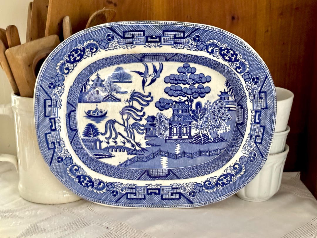 Antique blue willow platter british anchor pottery co ironstone