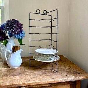 Antique Primitive Tall Metal Wire Pie Stand Cooling Rack Twist Display Piece Plate Rack Rustic Industrial Farmhouse Table image 1