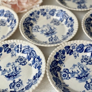 Vintage Copeland Spode Blue OLD SALEM Fruit Dessert Bowls Set Of 6 Ironstone Transferware Staffordshire England