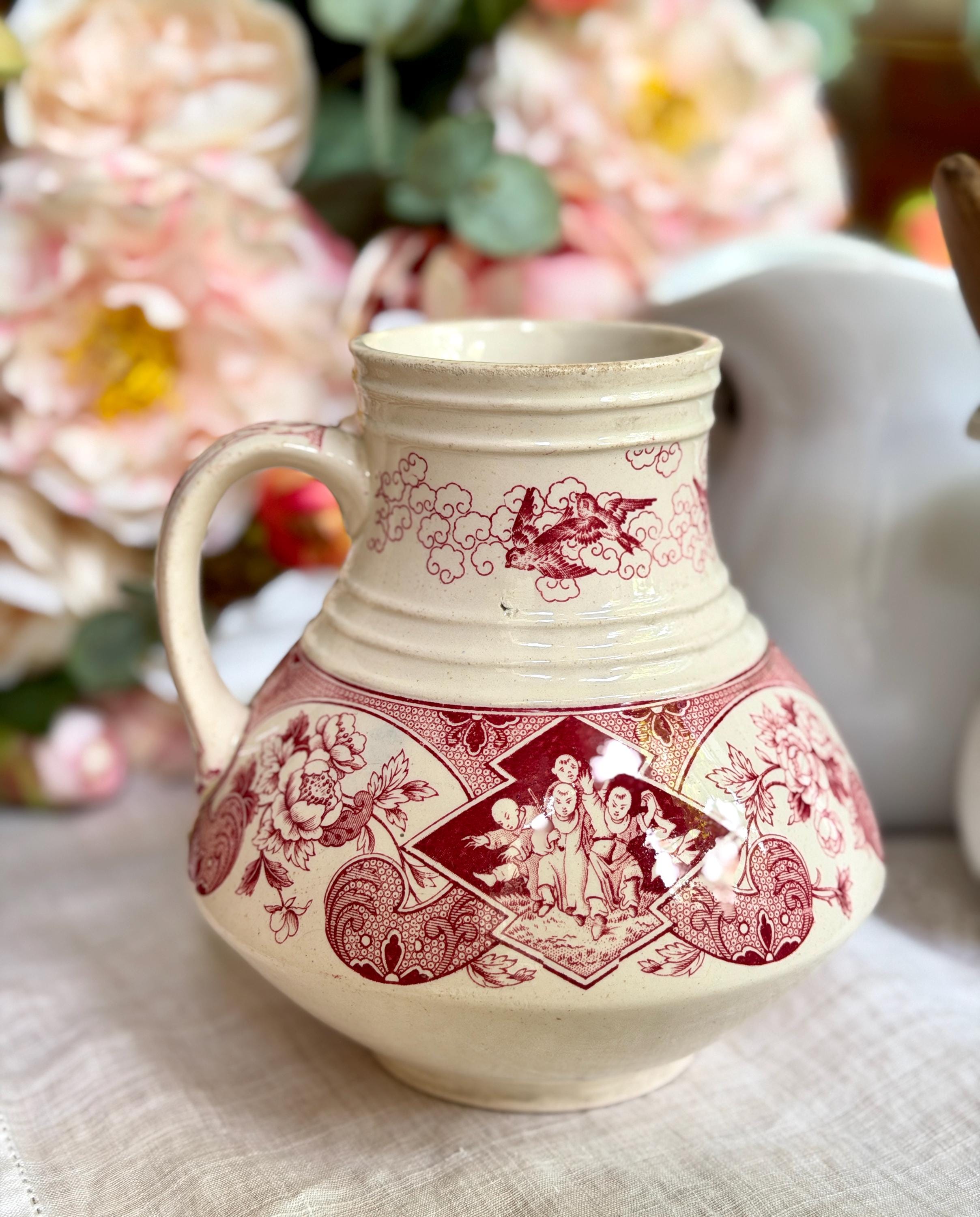 Pink Ironstone Water Pitcher - Etsy
