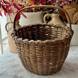 Antique 19th Century Old Woven Splint Wood Harvest Gathering Basket ...
