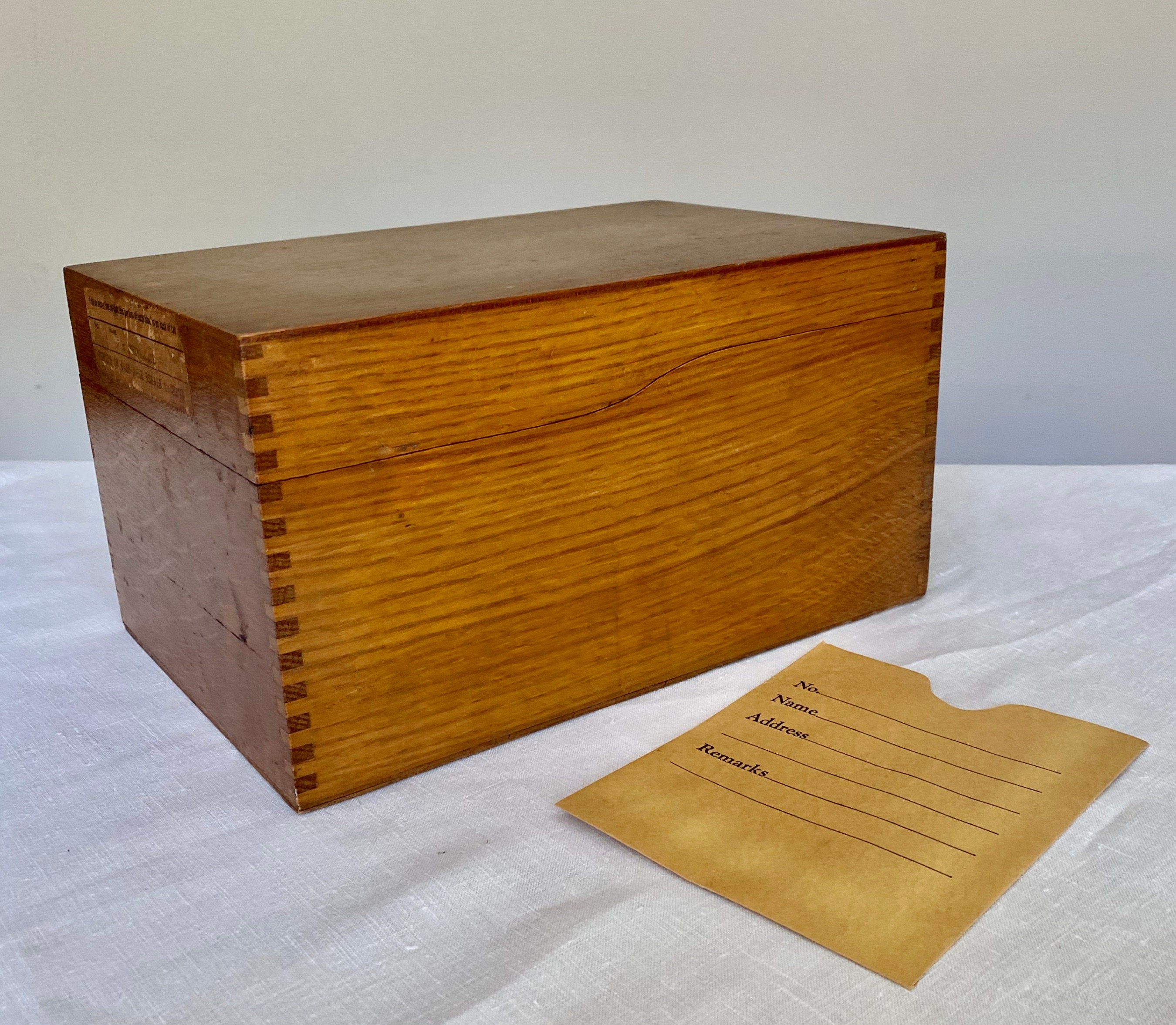Vintage GlobeWernicke Oak Wood Dovetail File Box With Paper Etsy