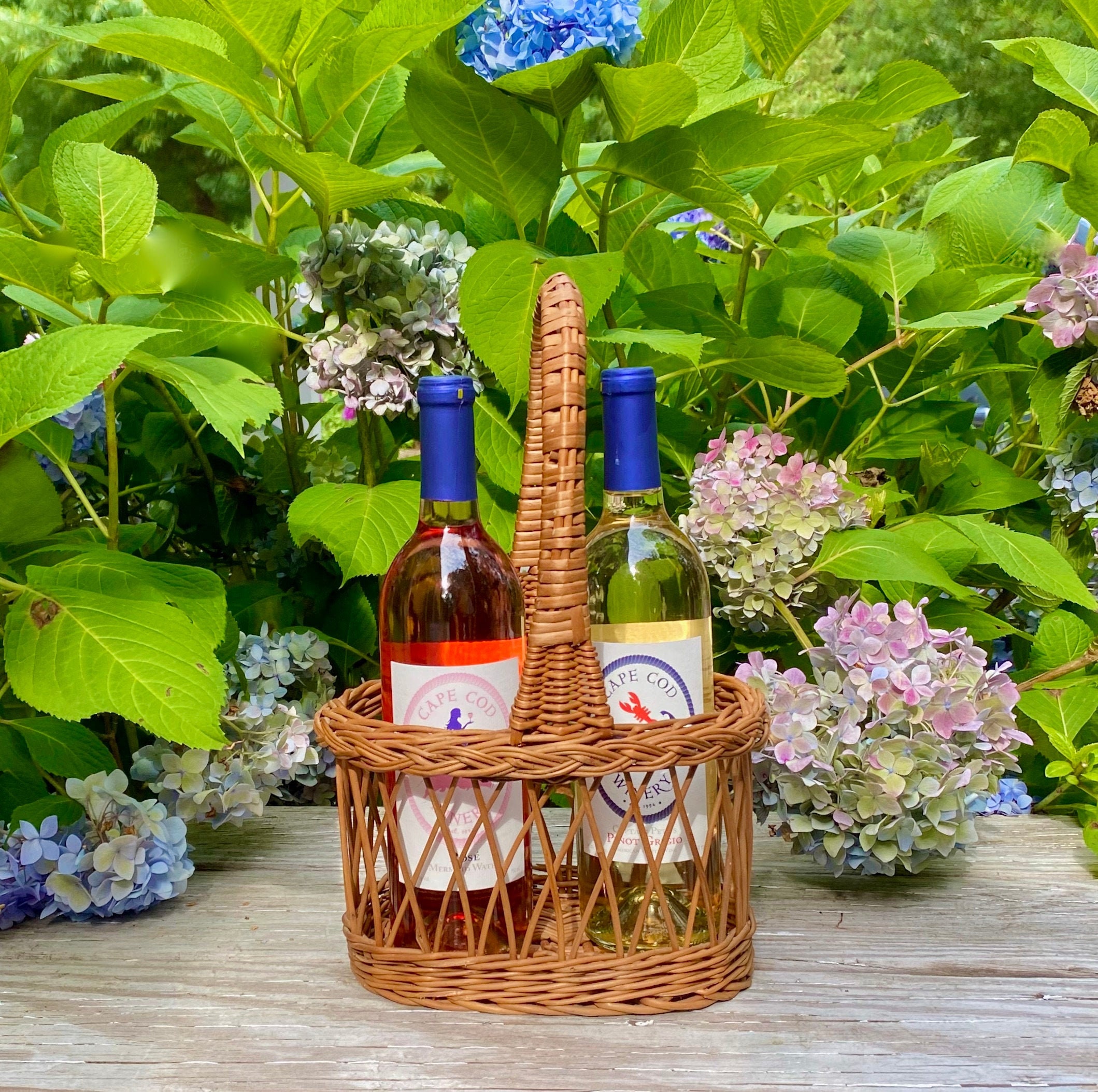 Vintage Wicker Wine Bottle Basket Carrier 2 Bottles Gift Etsy
