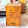 Antique WAGEMAKER Oak File Cabinet Card Catalog Box 6 Drawer Grand Rapids, Michigan