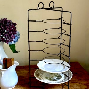 Antique Primitive Tall Metal Wire Pie Stand Cooling Rack Twist Display Piece Plate Rack Rustic Industrial Farmhouse Table image 3
